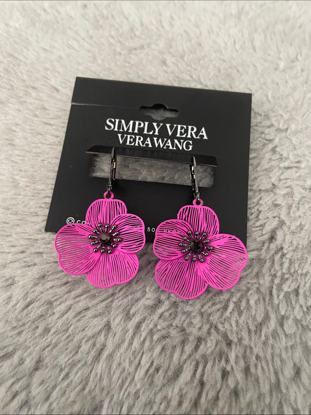 Simply Vera Vera Wang Hot Pink Floral Dangle Earrings